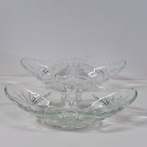 2 Vintage Anchor Hocking Star of David Gondola Relish Banana Split Dishes